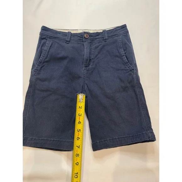 Abercrombie Kids Chino Shorts Boys 13/14 Navy Blue Excellent Flat Front Cotton - Picture 1 of 3
